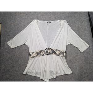 Y2K Vintage Taboo White Metallic Belted Shirt Size 2X
